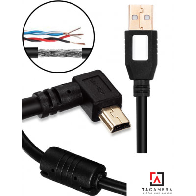 Dây Cáp USB 2.0 To Mini-B 5-Pin - Chụp Ảnh Flatlay Bằng Liveview - Dài 10m - Right Angle