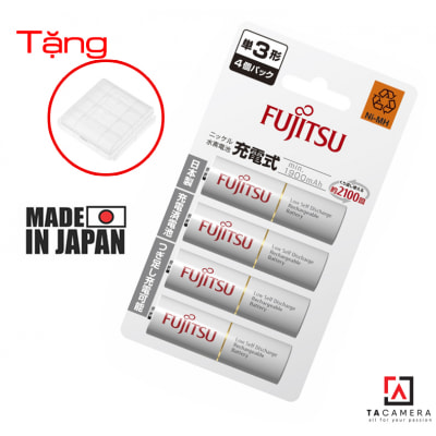 Bộ 4 Pin AA Fujitsu - Pin Trắng Nội Địa Nhật HR-3UTC (4B) 1900mAh - Tặng Hộp Pin