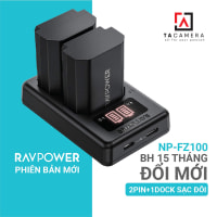 Combo 2Pin 1Sạc Đôi RAVPOWER Cổng USB Cho Sony NP-FZ100 2000mAh - BH 15 Tháng