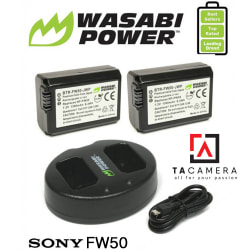 Pin - Sạc Đôi Wasabi Cổng USB Cho Sony FW50 1300mAh
