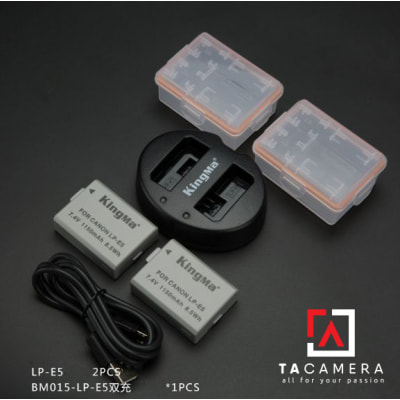 Pin - Sạc Đôi KingMa Cổng USB Cho Canon LP-E5 1150mAh