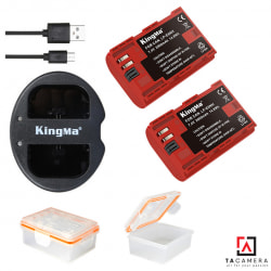 Pin - Sạc Đôi KingMa Cổng USB Cho Canon LP-E6NH: R5, R6, R, 5D IV, 6D II, 6D, 5D3, 90D, 80D