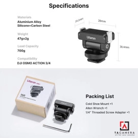 Ulanzi CA22 Đầu Chuyển Đổi Từ Hotshoe Ra Ngàm Dử Dụng Cho DJI Action 3/4/5
