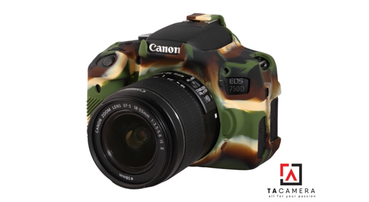 Vỏ cao su - Cover máy ảnh Canon 750D - Màu Camo