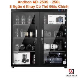 Tủ Chống Ẩm Máy Ảnh Andbon AD-250S - 250L 8 Ngăn 6 Khay Có Thể Điều Chỉnh
