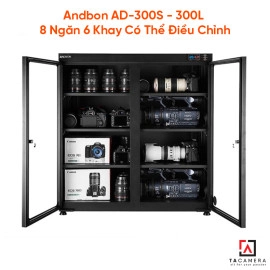 Tủ Chống Ẩm Máy Ảnh Andbon AD-300S - 300L 8 Ngăn 6 Khay Có Thể Điều Chỉnh