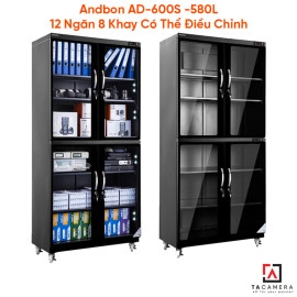 Tủ Chống Ẩm Máy Ảnh Andbon AD-600S -580L 12 Ngăn 8 Khay Có Thể Điều Chỉnh