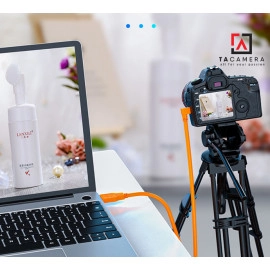 Dây Cáp USB 2.0 To Micro-B 5-Pin - Chụp Ảnh Flatlay Bằng Liveview - Màu Cam - Dài 5m - Right Angle