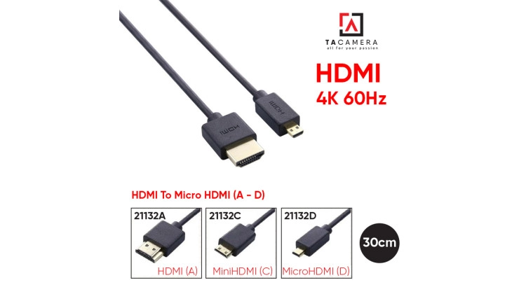 Dây Cáp HDMI To Micro HDMI (A - D) 4K 60Hz Dây Thẳng - 30cm