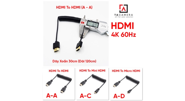 Dây Cáp HDMI To HDMI (A - A) 4K 60Hz Dây Xoắn - 120cm