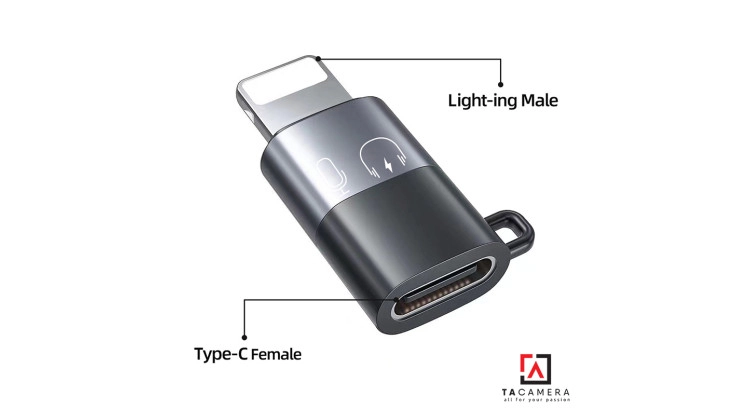 Đầu Chuyển Đổi Cổng Type-C Sang Lightning - Hỗ Trợ Mic Thu Âm
