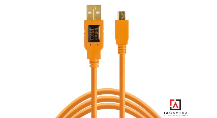 Dây TetherPro USB 2.0 To Mini-B 5-Pin - Kết Nối Máy Ảnh Và Máy Tính - Laptop - PC - Macbook - iMac - Màu Cam - Dài 4,6m