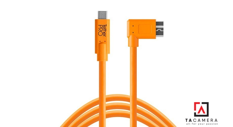 Dây TetherPro USB-C To 3.0 Micro-B Right Angle -  Màu Cam - Dài 4,6m