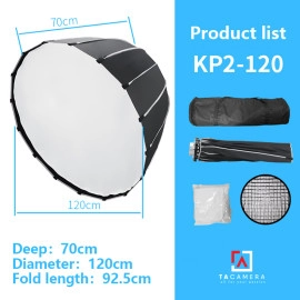 Bowen Mount Softbox Triopo Dù Parabolic Thao Tác Nhanh KP2-120 16 Cạnh - 120cm - Có Tổ Ong