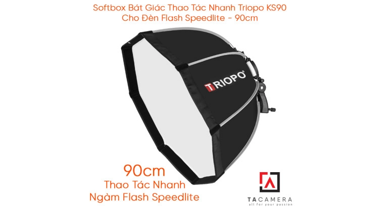 Softbox Bát Giác Thao Tác Nhanh Triopo KS2-90 Cho Đèn Flash Speedlite - 90cm