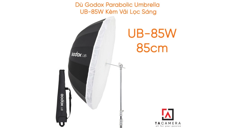Dù Godox Parabolic Umbrella UB-85W White Kèm Vải Lọc Sáng - 85cm