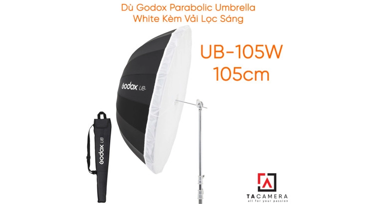 Dù Godox Parabolic Umbrella UB-105W White Kèm Vải Lọc Sáng - 105cm