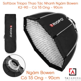 Softbox Bát Giác Triopo Thao Tác Nhanh Ngàm Bowen K2-90 - Có Tổ Ong - 90cm