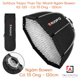 Softbox Bát Giác Triopo Thao Tác Nhanh Ngàm Bowen K2-120 - Có Tổ Ong - 120cm