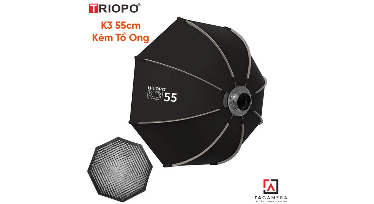 Softbox Bát Giác Thao Tác Nhanh Triopo K3-55 - 55cm Kèm Tổ Ong