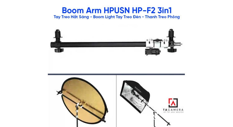 Boom Arm HPUSN HP-F2 3in1 - Tay Treo Hắt Sáng - Boom Light Tay Treo Đèn - Thanh Treo Phông