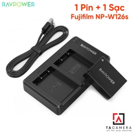 Bộ 1 Pin 1 Sạc Đôi RAVPower Cho Fujifilm NP-W126S 1200mAh - BH 15 Tháng