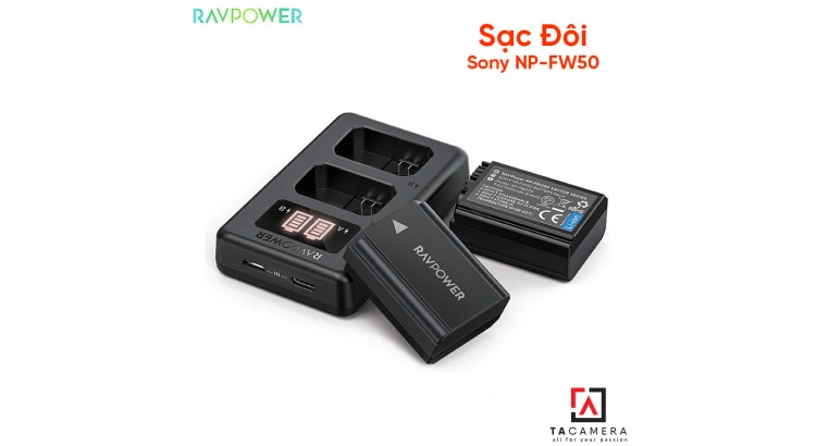 Sạc Đôi RAVPower Cho Sony NP-FZ100 - BH 15 Tháng