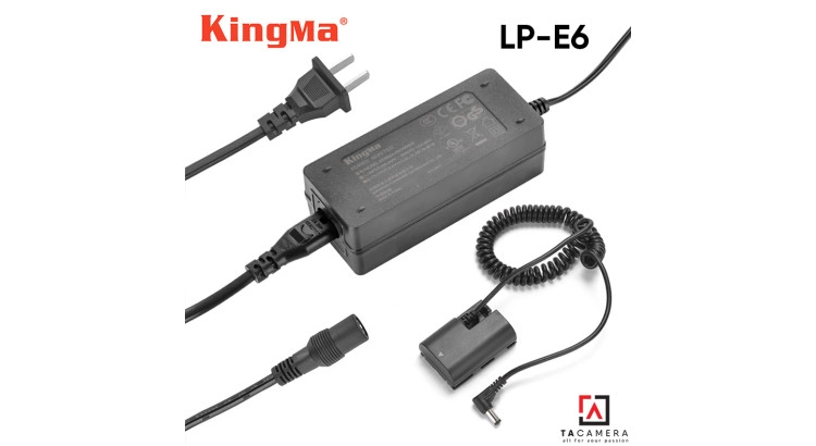 Pin Ảo - Dummy Battery KingMa Cho Canon LP-E6 + Adapter Dùng Nguồn Điện 220v