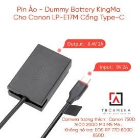 Pin Ảo - Dummy Battery KingMa Cho Canon LP-E17M Cổng Type-C
