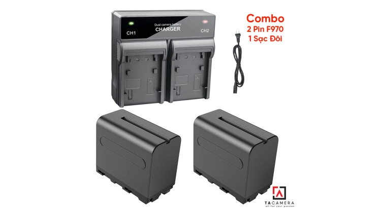 Combo 1 Sạc Đôi + 2 Pin For NP-F970 6600mAh