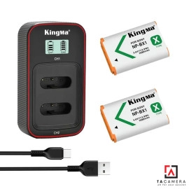 Bộ 2 Pin 1 Sạc Đôi KingMa Cổng USB Cho Sony NP-BX1 1090mAh