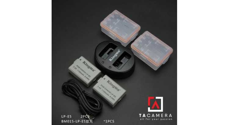 Pin - Sạc Đôi KingMa Cổng USB Cho Canon LP-E5 1150mAh