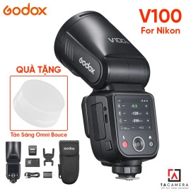 Đèn Flash Godox V100 N TTL Hss 1/8000 For Nikon - Tặng Tản Sáng Omni Bouce