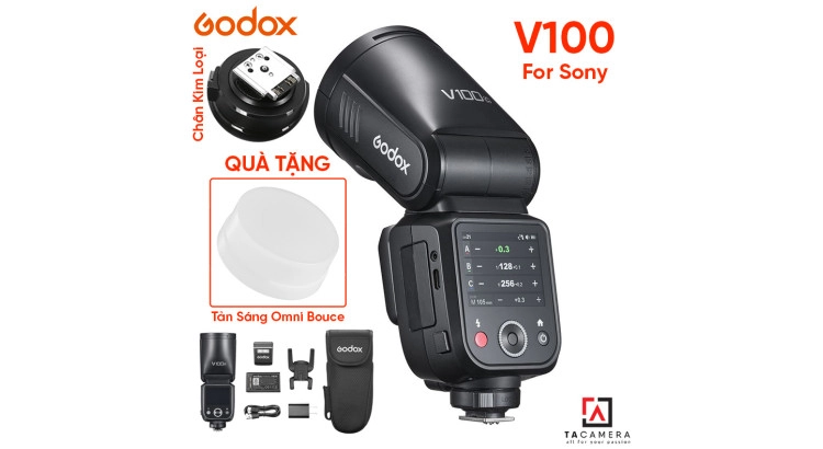 Đèn Flash Godox V100 S TTL Hss 1/8000 For Sony - Tặng Tản Sáng Omni Bouce