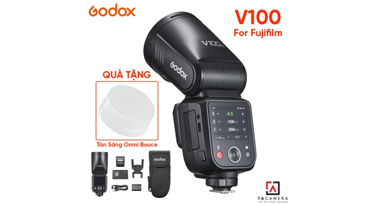 Đèn Flash Godox V100 F TTL Hss 1/8000 For Fujifilm - Tặng Tản Sáng Omni Bouce