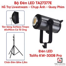 Bộ Đèn LED TA27377E Hỗ Trợ Livestream - Chụp Ảnh - Quay Phim (LED Tolifo KW-300B Pro + Chân Qihe 2,8m + Tản Sáng Triopo 60x90cm Kèm Tổ Ong)