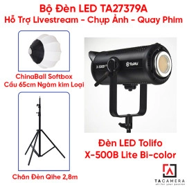 Bộ Đèn LED TA27379A Hỗ Trợ Livestream - Chụp Ảnh - Quay Phim (LED Tolifo X-500B Lite + Chân Qihe 2,8m + Chinaball 65cm)