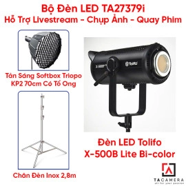 Bộ Đèn LED TA27379i Hỗ Trợ Livestream - Chụp Ảnh - Quay Phim (LED Tolifo X-500B Lite + Chân Inox 2,8m + Tản Sáng Triopo Parabolic KP2 70cm Kèm Tổ Ong)