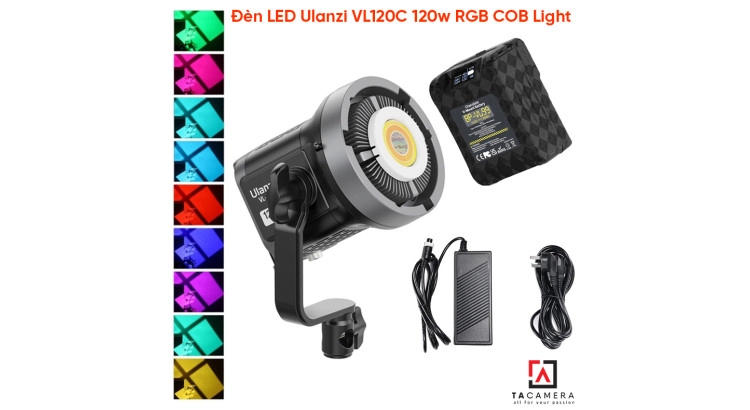 Đèn LED Ulanzi VL120C 120w RGB COB Light + Adapte Nguồn AD-1 + Pin V-Mount Ulanzi BP-VL99