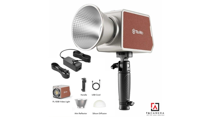 Đèn LED Cầm Tay Tích Hợp Pin Sạc Tolifo PL-100B Bi-Color 100w + Adapter Nguồn
