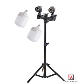 Combo Đui Đèn Đôi E27 + 2 Bóng Đèn LED 50w + Chân Đèn 200cm