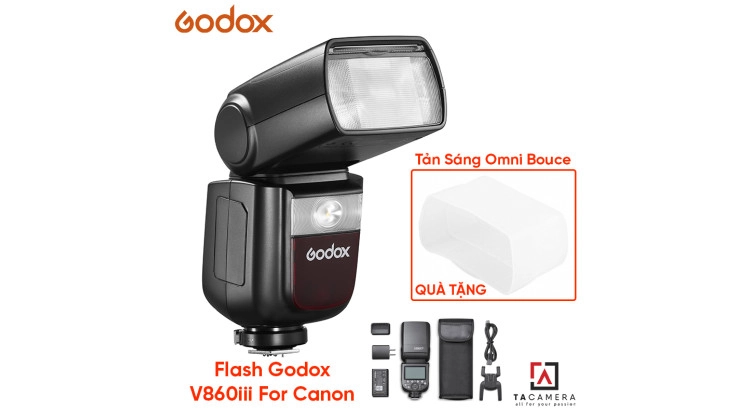 Đèn Flash Godox V860iii - TTL for Canon (Đời 3) - Tặng Tản Sáng Omni Bouce