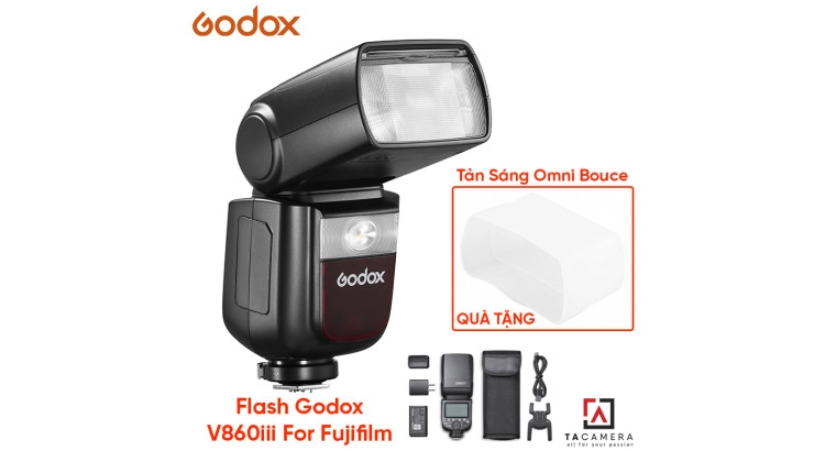 Đèn Flash Godox V860iii - TTL for Fujifilm (Đời 3) - Tặng Tản Sáng Omni Bouce