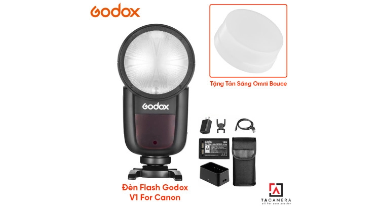 Đèn Flash Godox V1 For Canon - Tặng Tản Sáng Omni Bouce