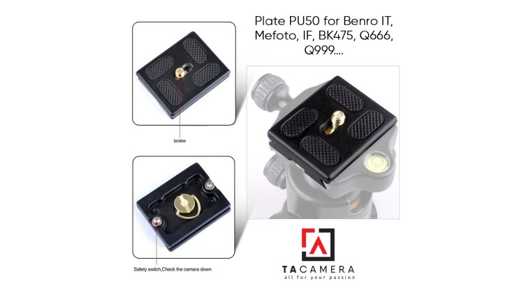 Plate PU50 for Benro IT, Mefoto, IF, BK475, Q666, Q999….