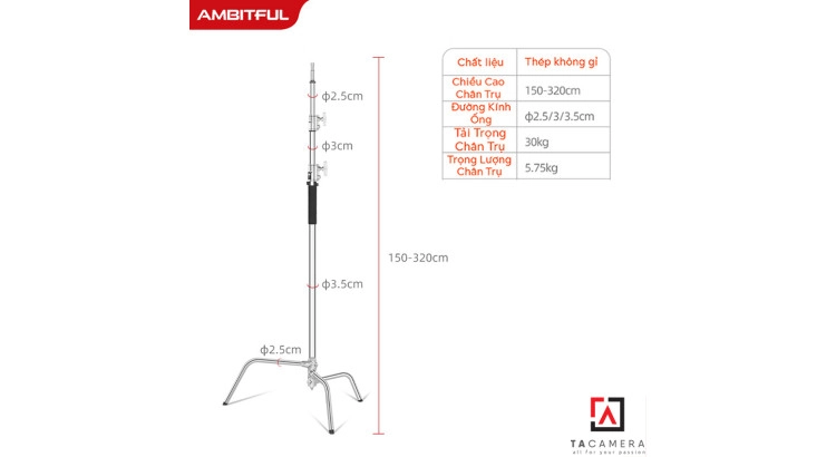 Chân Đèn C-Stand CK-1 Chính Hãng Ambitful