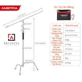 Chân Đèn C-Stand CK-1 Kèm Boom Ngang (2 Khớp Nối) Chính Hãng Ambitful