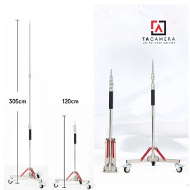 Chân Đèn Inox Chịu Tải 20kg TA305 - 305cm Kèm Bánh Xe Và Tay Arm TA01