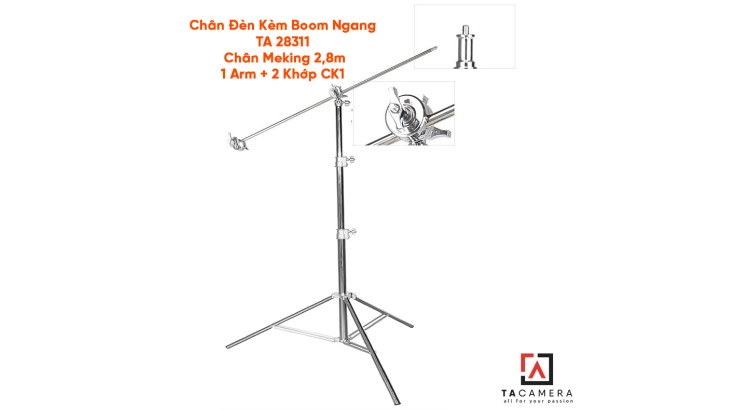 Chân Đèn Kèm Boom Ngang TA 28311 - Chân Meking 2,8m + 1 Arm 1,25m + 2 Khớp CK1
