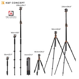 Chân Máy Ảnh - Tripod & Monopod 2in1 K&F Concept T254A7+ BH-28L - KF09.119 - Cao 230cm Hỗ Trợ Chụp Top Shot